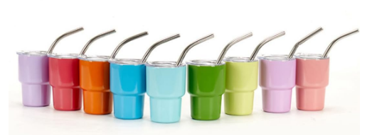 Mini vaso de chupito de 3 onzas con popote, sublimación de doble capa de metal en blanco, juego de vasos de chupito con tapas para bebidas de fiesta, café, cócteles